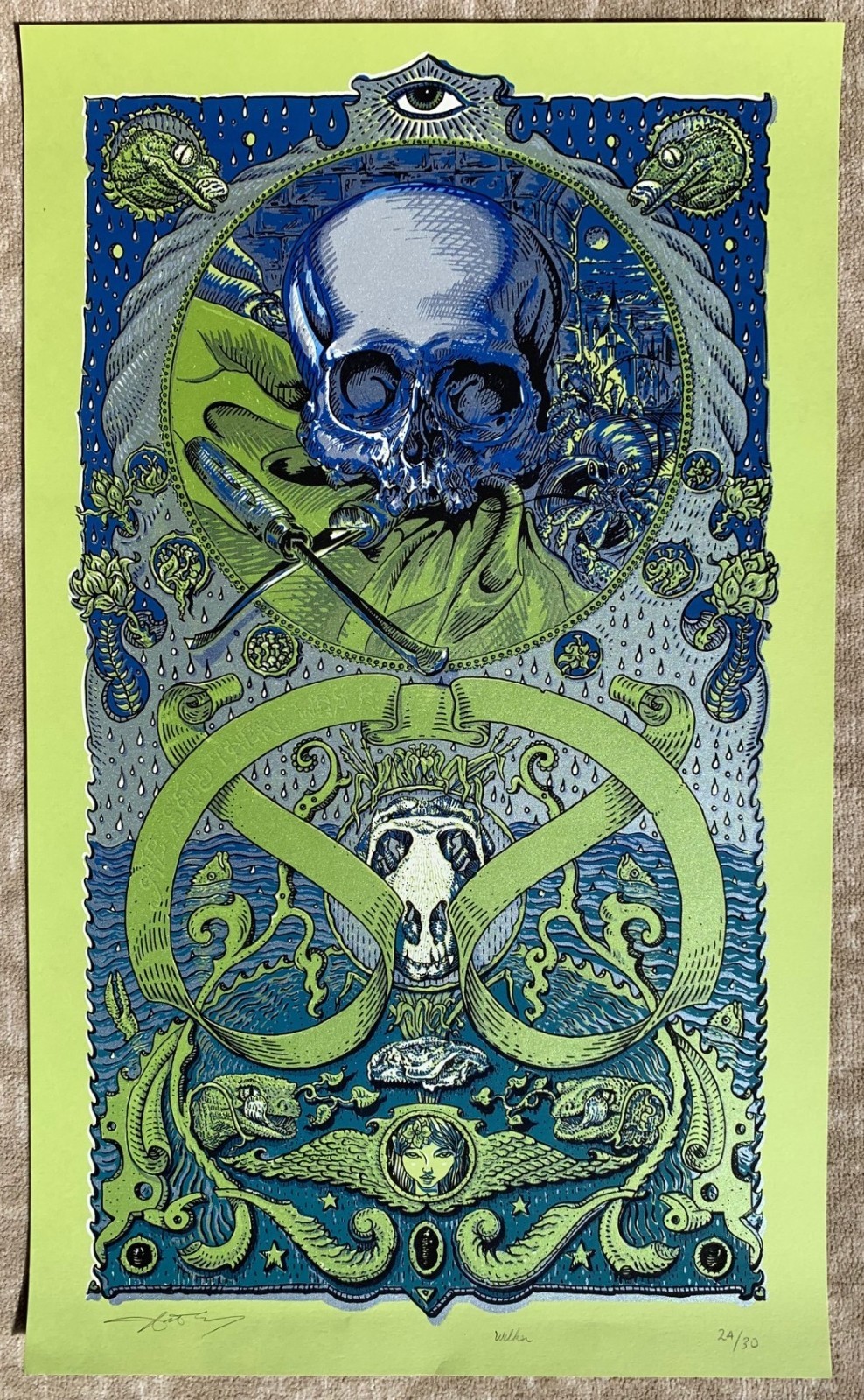 AJ MASTHAY David WELKER Lino King 2012 Art Print #24/30 Sign SCREEN PRINT Poster