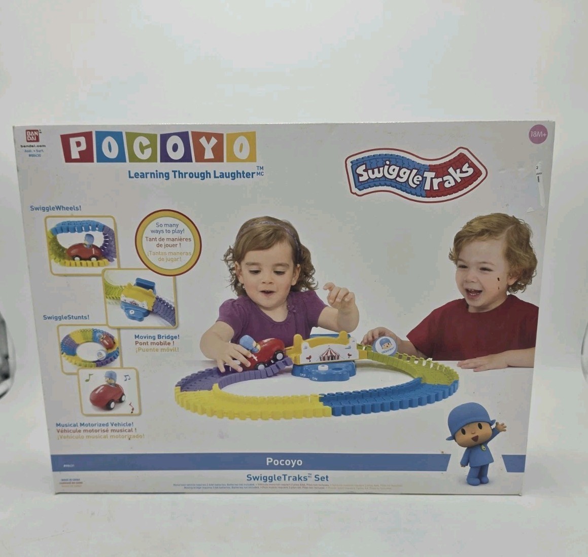 New- POCOYO Red Racing Car Swiggle Traks Blue Ball Bridge Set Bandai 88430