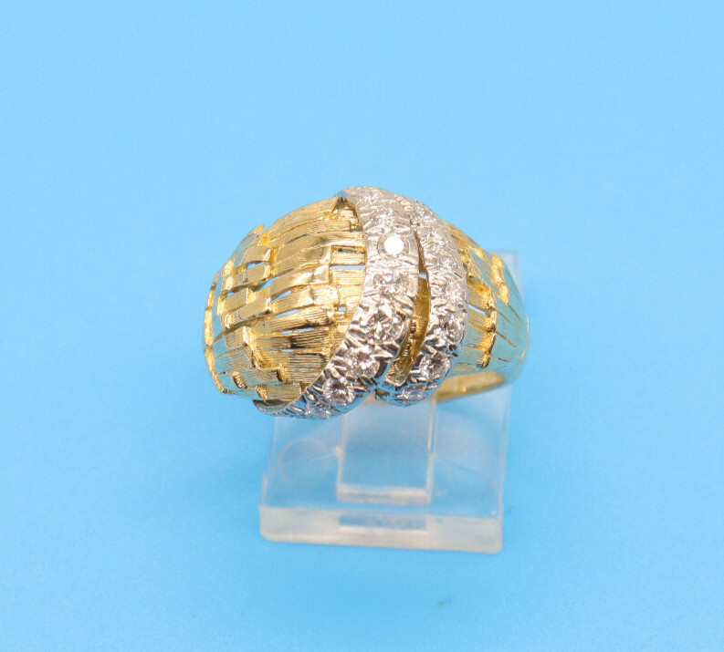 Vintage 18k Yellow Gold .50 tcw Diamond 1970’s - 80\'s Brutalist Style Dome Ring