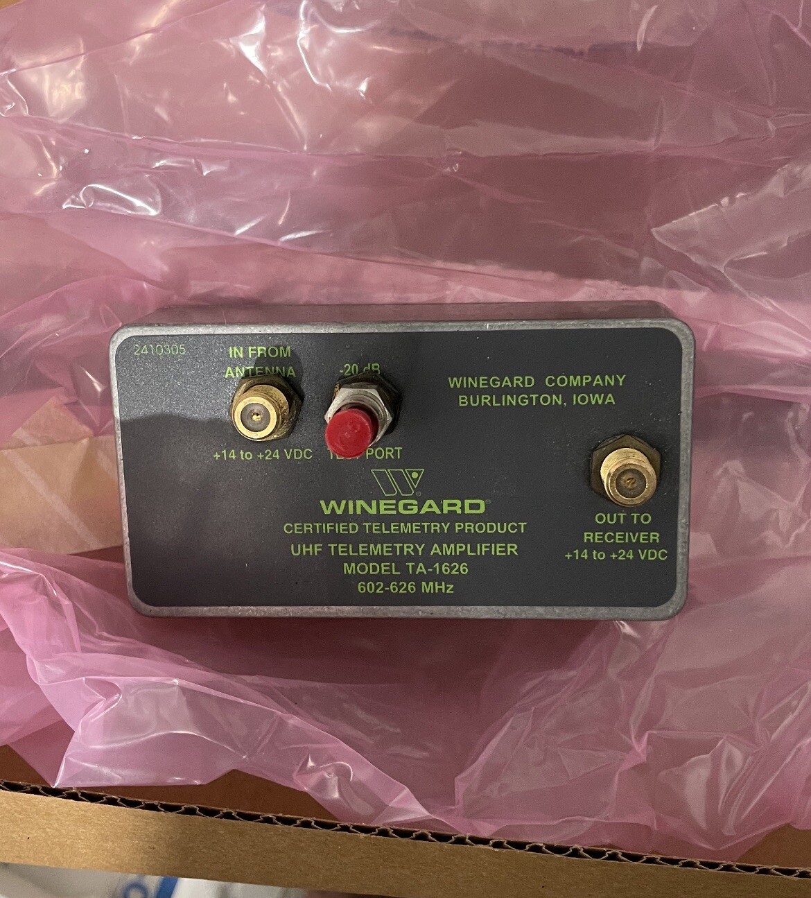 WINEGARD TA-1620 TELEMETRY AMPLIFIER (309467) Excellent Working Condition WINEGARD TA-1620 TELEMETRY AMPLIFIER (309467) Excellent Working Condition