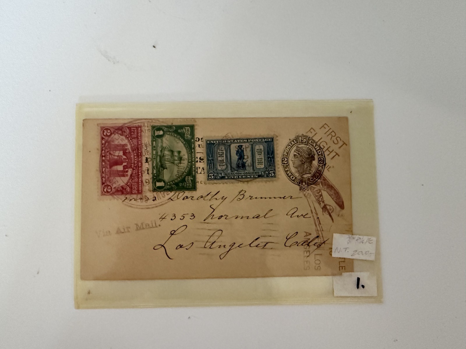 1926 U.S. Airmail Cover 1st Flight Bakersfield to Los Angeles Multicolor