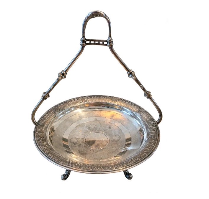 Antique Reed & Barton Silverplate Bride\'s Basket No. 4073 Owl Floral Aesthetic