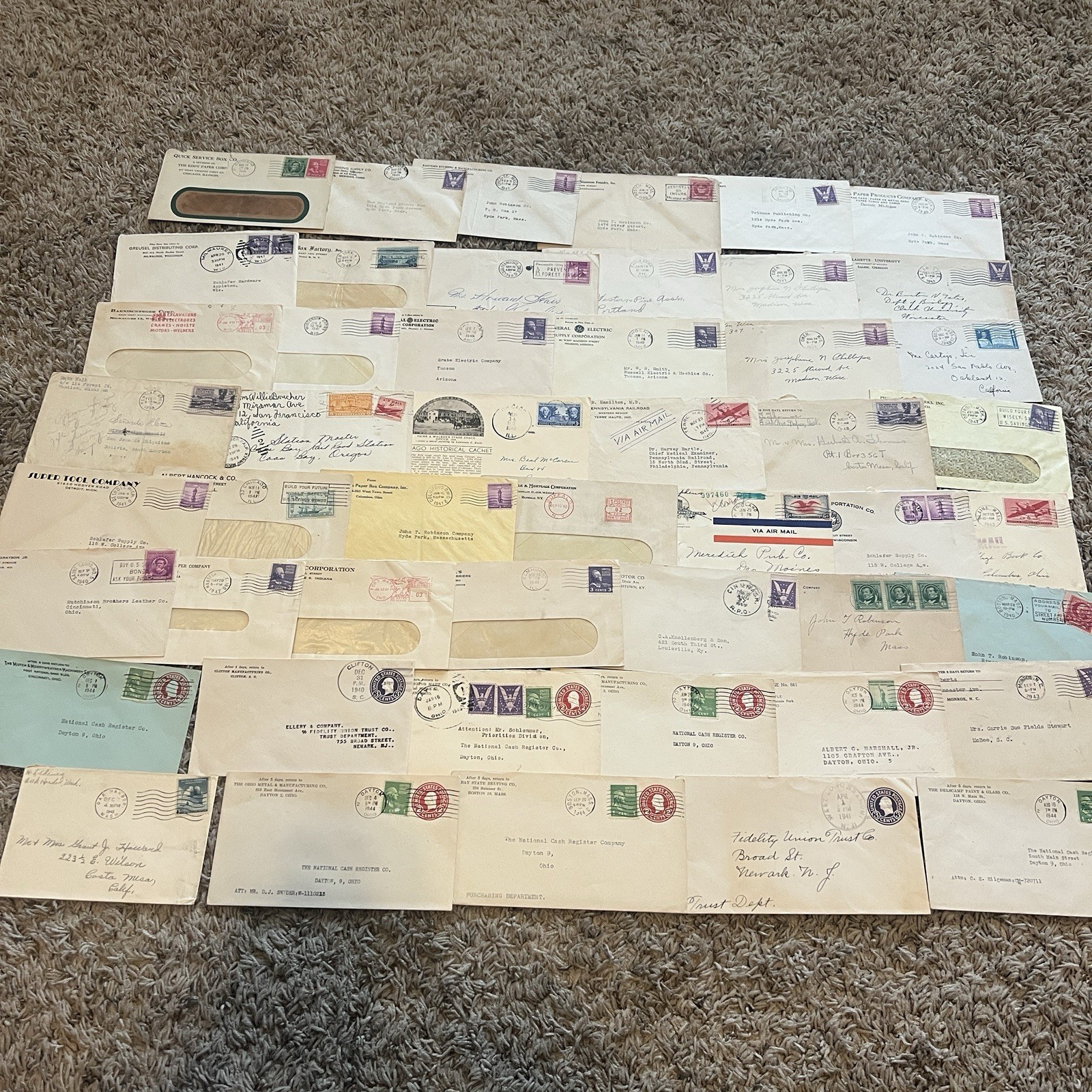 1940s LOT OF 50 U.S. COVERS, AIR MAIL STAMPED ENVELOPES WINDOWS AND MUCH MORE 1940s LOT OF 50 U.S. COVERS, AIR MAIL STAMPED ENVELOPES WINDOWS AND MUCH MORE