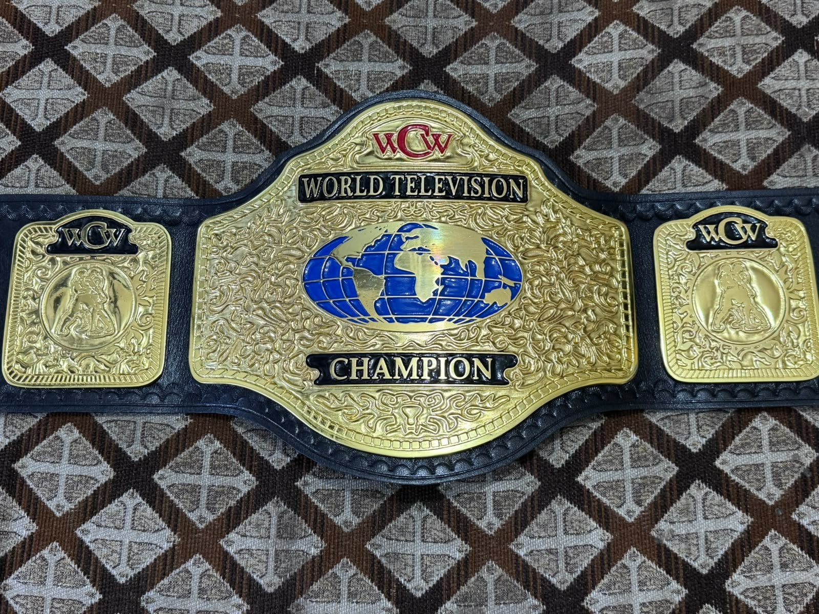 World Television Championship Replica Title Belt 4mm  Brass/Leather 4mm