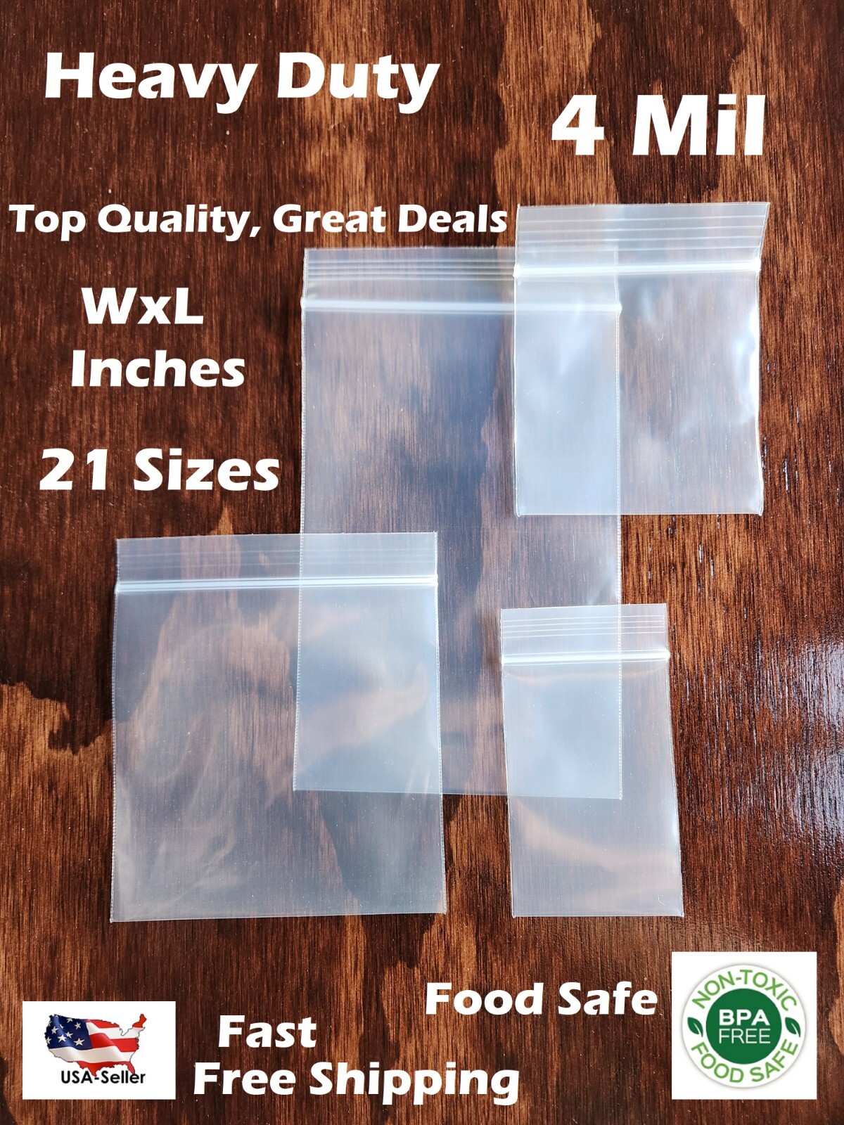 HEAVY DUTY 4 Mil Clear Zipper Bags Reclosable Top Seal Lock Plastic Jewelry 4Mil