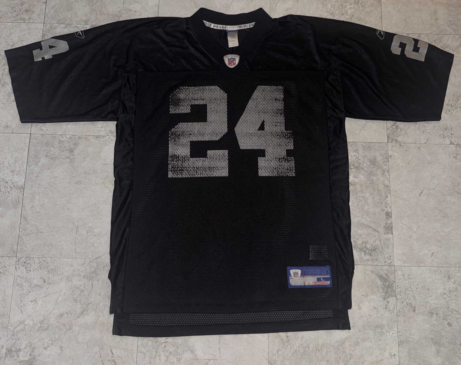 Vintage Oakland Raiders Charles Woodson #24 Reebok Jersey Black Mesh NFL Large Vintage Oakland Raiders Charles Woodson #24 Reebok Jersey Black Mesh NFL Large