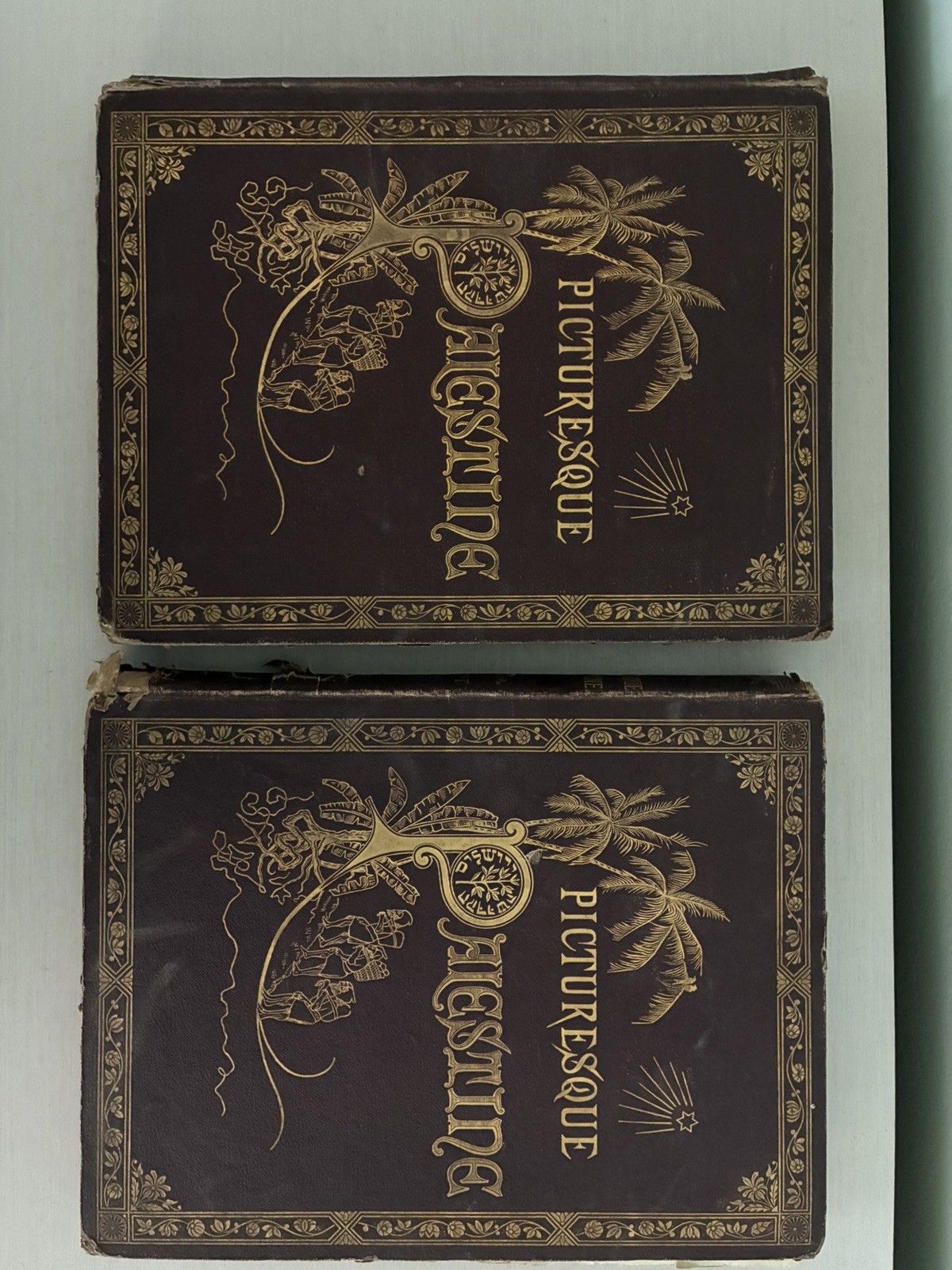1881 PICTURESQUE PALESTINE Sinai Egypt Volume I and II Gold Folio Antique Books 1881 PICTURESQUE PALESTINE Sinai Egypt Volume I and II Gold Folio Antique Books