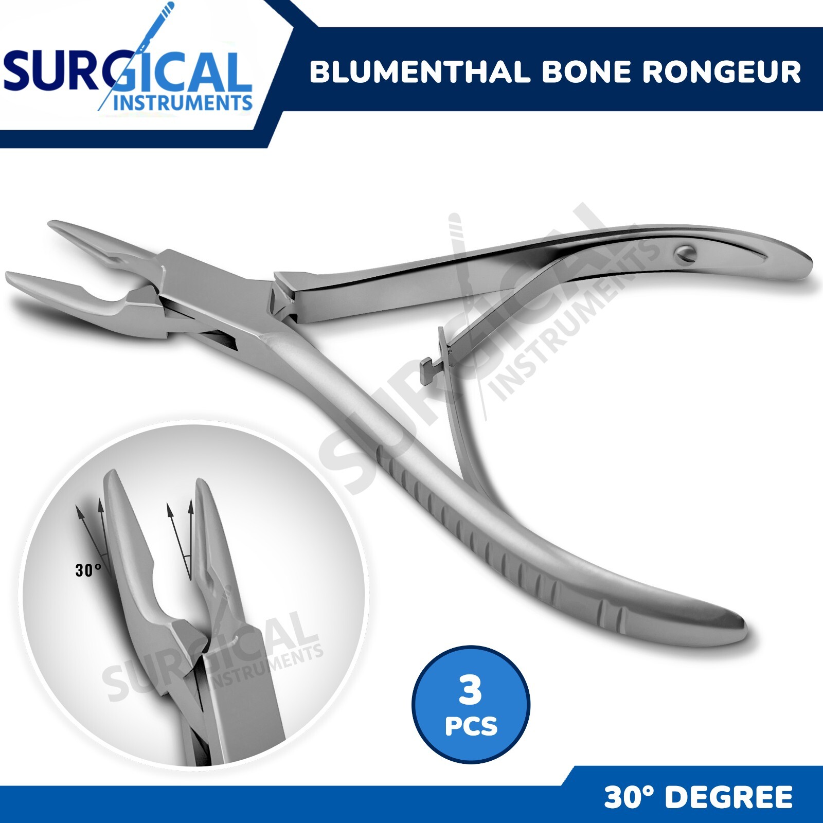 3 Pcs Of Blumenthal Bone Rongeur 30 Degree 5.5