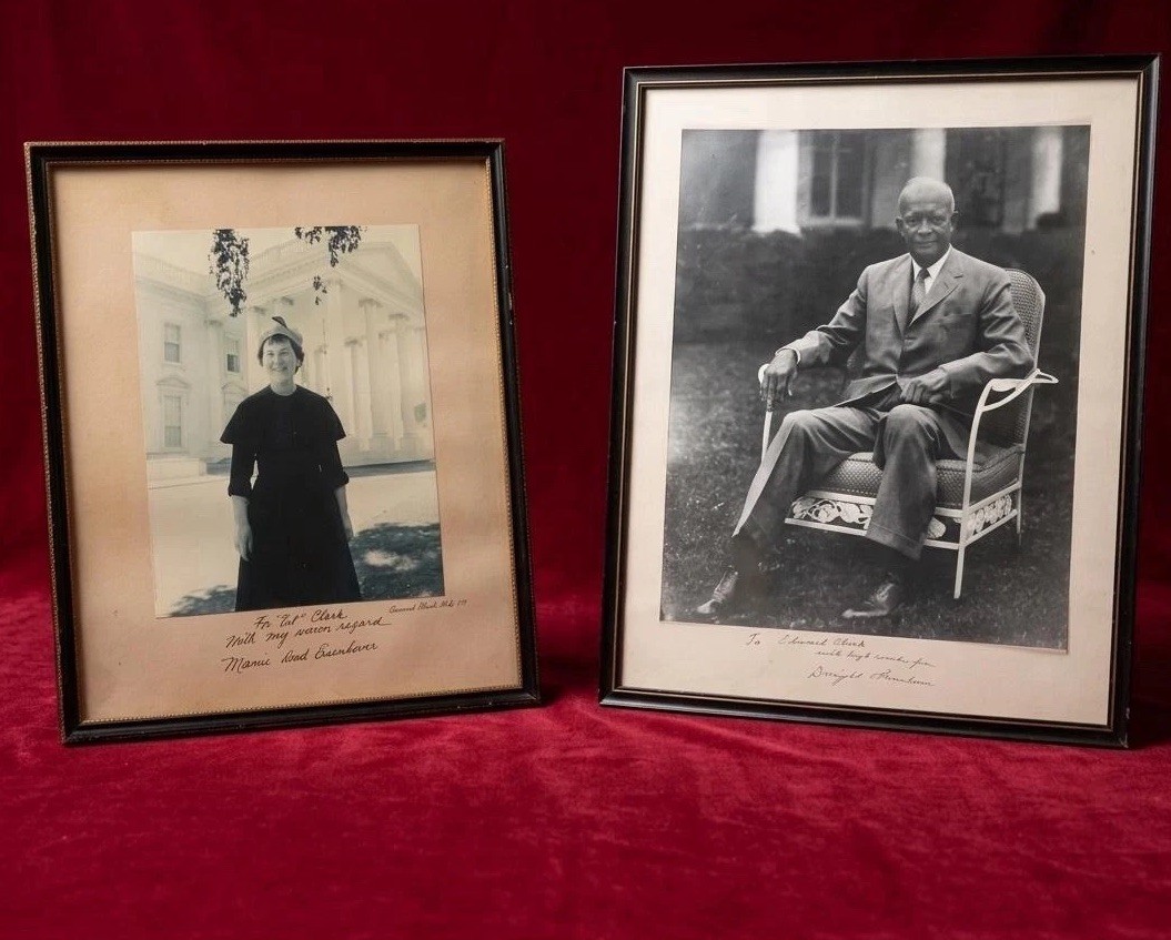CELEBRITY OWNED President Dwight D. Eisenhower & Mamie Autograph Portraits