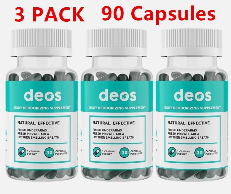 3PACK DEOS Internal Deodorant Supplement – Full Body Deodorizer - (90 Capsules)