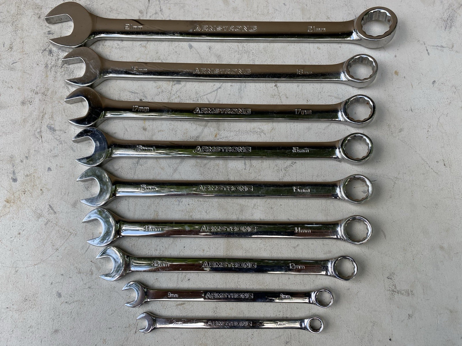 Armstrong Tools USA 9-Piece Metric Combination Wrench Set 7mm - 21mm Armstrong Tools USA 9-Piece Metric Combination Wrench Set 7mm - 21mm