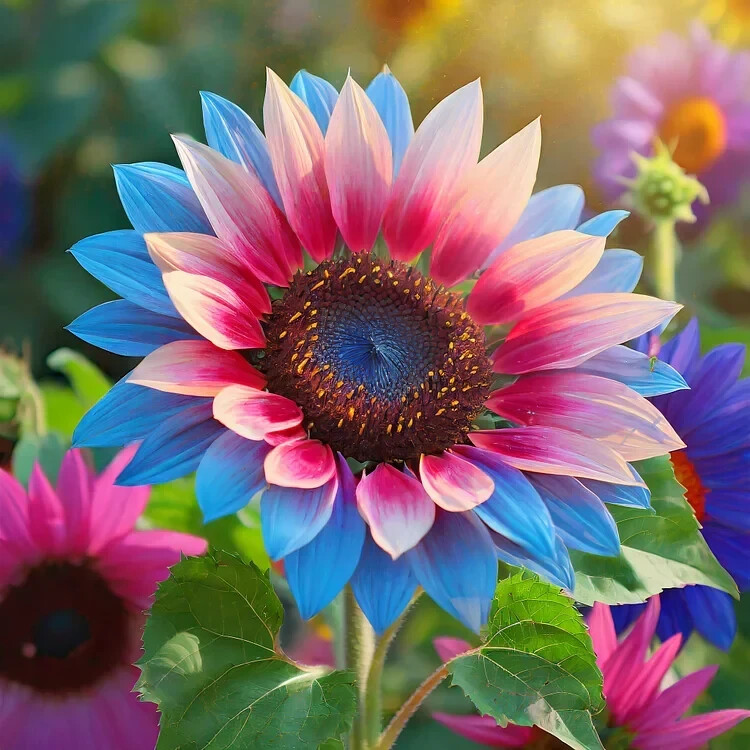 50 PCS Twin-Blossom Blue Over Pink Sunflower Seeds 50 PCS Twin-Blossom Blue Over Pink Sunflower Seeds
