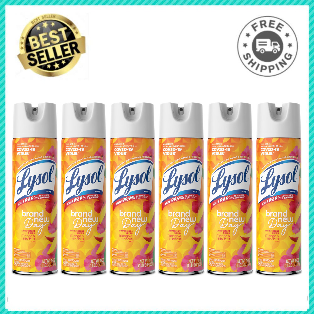 (6 Pack) Lysol Disinfectant Spray, Mango Hibiscus, 19 oz, Sanitizing, Deodorizer (6 Pack) Lysol Disinfectant Spray, Mango Hibiscus, 19 oz, Sanitizing, Deodorizer