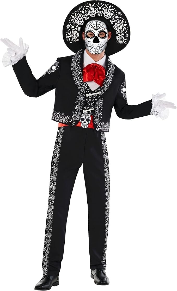 Men`s Day of the Dead Halloween Costume Adult Mariachi Sugar Skull Suit M - 3XL Men`s Day of the Dead Halloween Costume Adult Mariachi Sugar Skull Suit M - 3XL