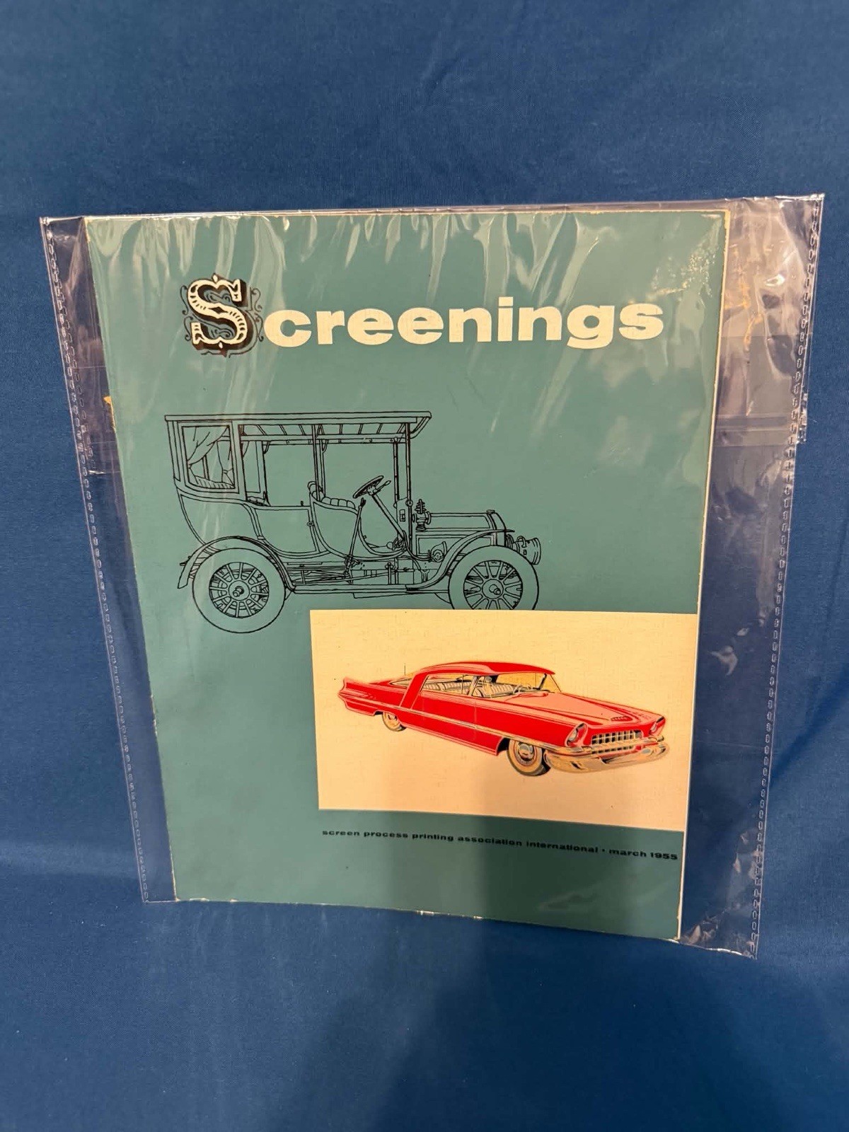 Vintage Screenings Magazine March 1955 Classic Retro Cars Art Screen Printing Vintage Screenings Magazine March 1955 Classic Retro Cars Art Screen Printing