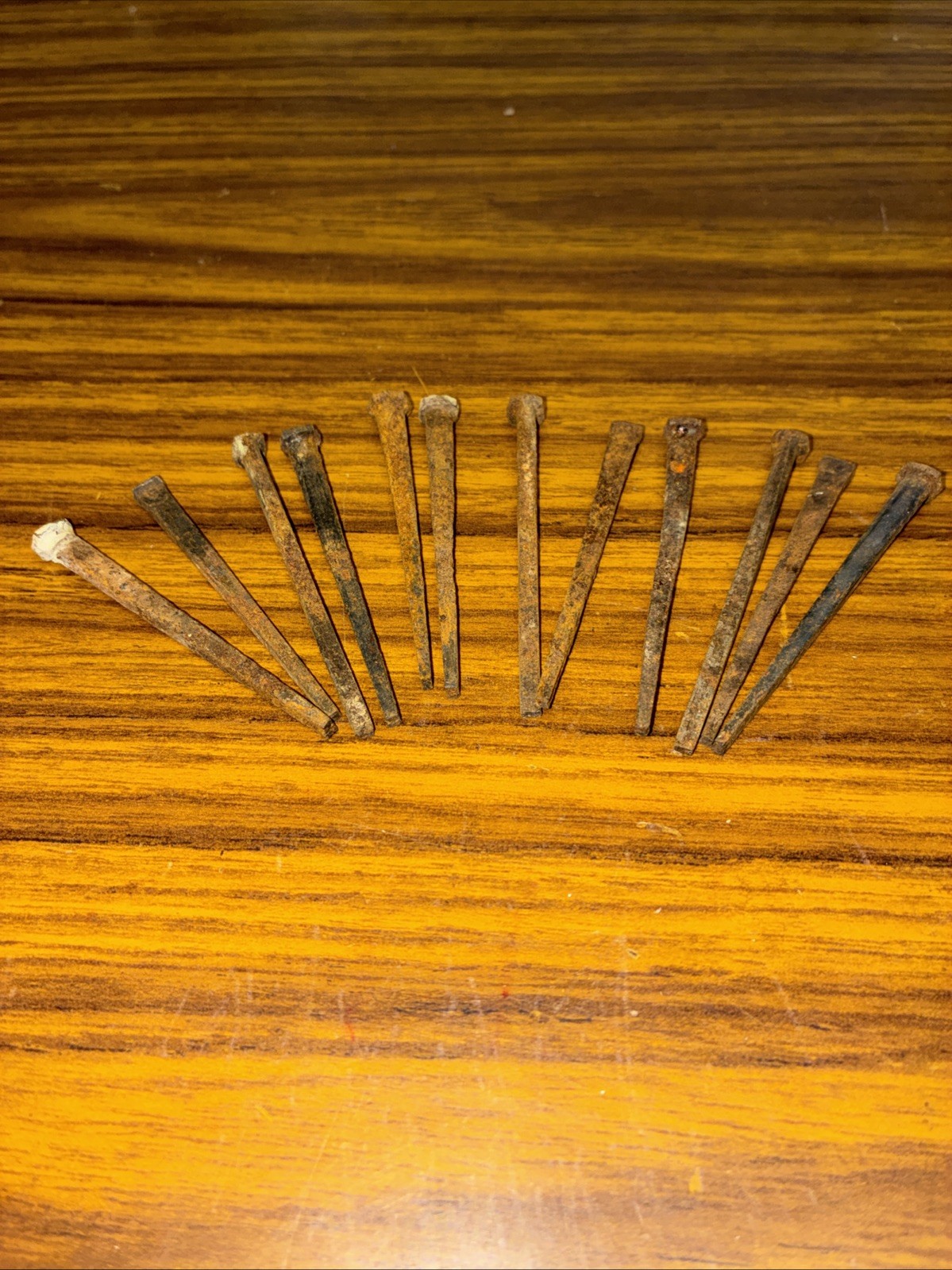 12 Antique 2.5” Wrought Iron Square Head Hand Forged Barn 8d Cut Nails Early 12 Antique 2.5” Wrought Iron Square Head Hand Forged Barn 8d Cut Nails Early