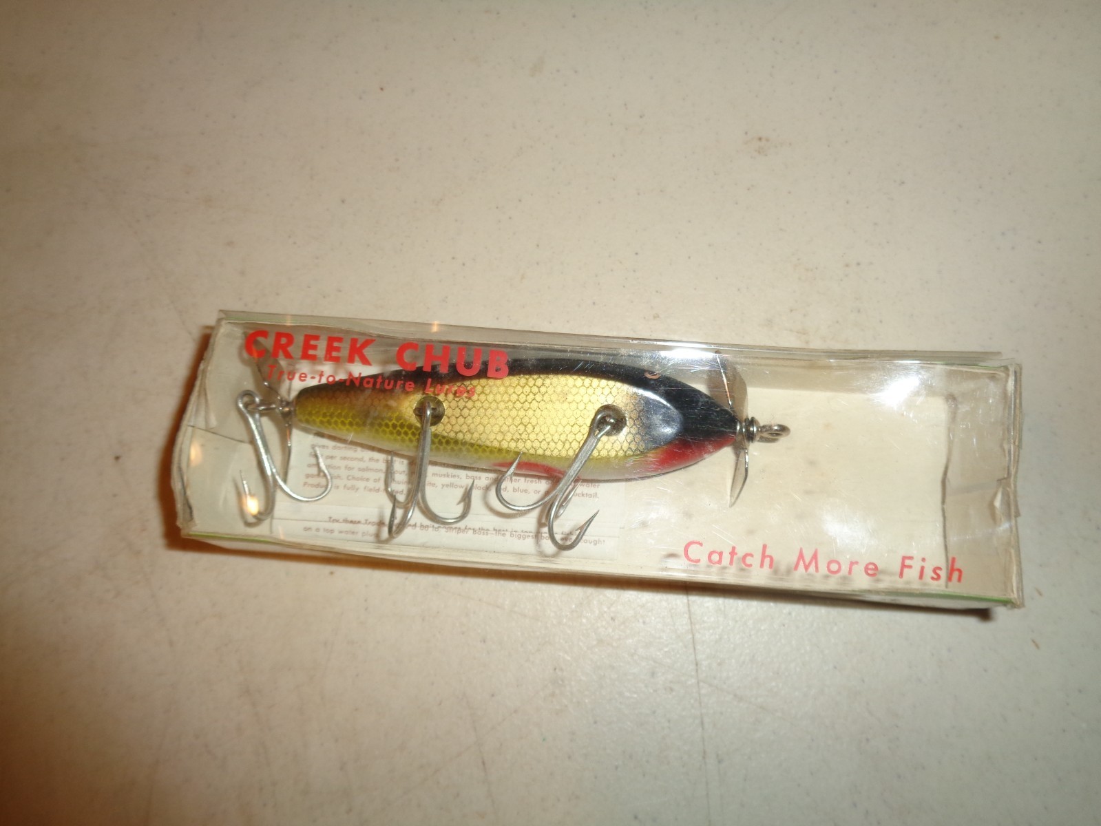 Vintage Creek Chub Wounded Minnow 1501P, New in Original Box, Perch. USA Vintage Creek Chub Wounded Minnow 1501P, New in Original Box, Perch. USA