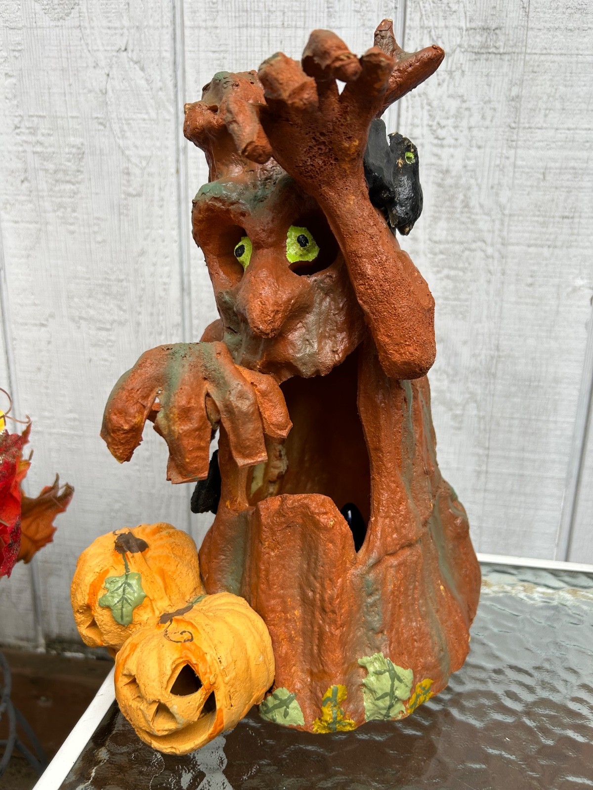 Vintage Halloween Haunted Tree Foam Bat Pumpkins Blow Mold Light Up Trendmasters