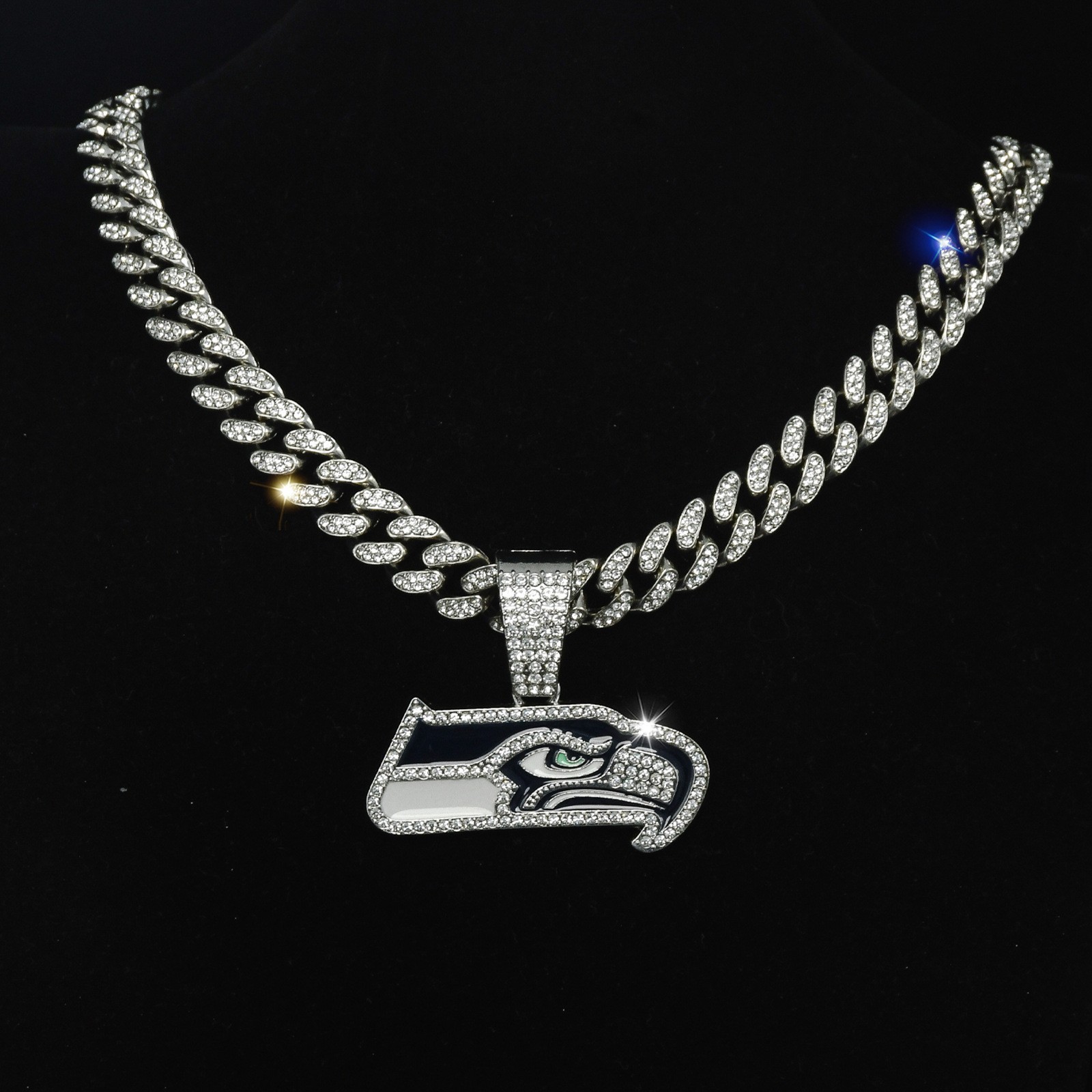 Seattle Seahawks NFL Football Fan Gold Silver Pendant NECKLACE Cuban Chain Seattle Seahawks NFL Football Fan Gold Silver Pendant NECKLACE Cuban Chain