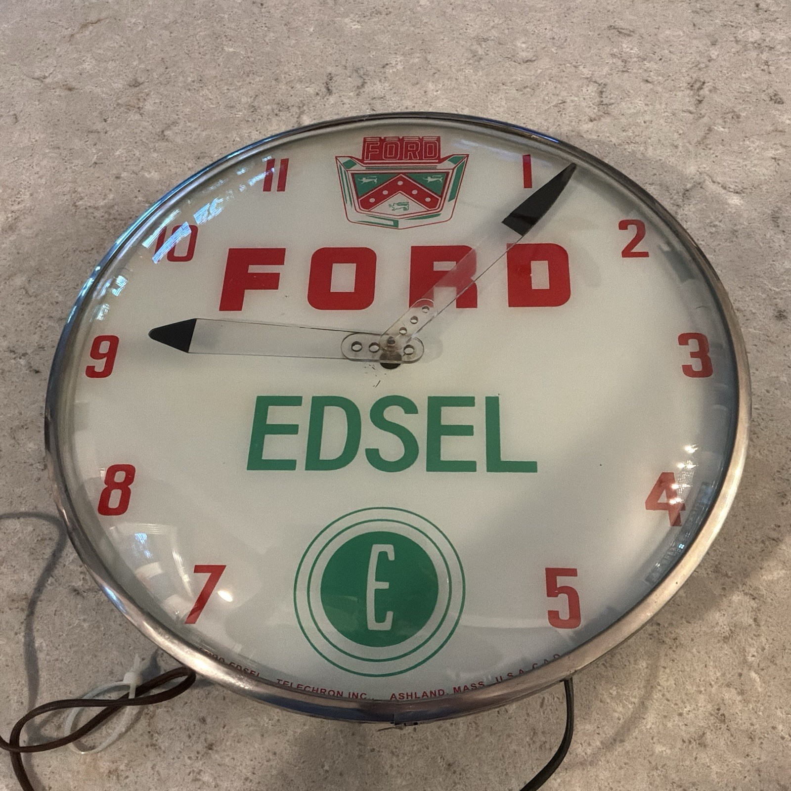 Vintage 1959 Telechron Ford&Edsel Lighted Advertising Wall Clock. Runs & Lights Vintage 1959 Telechron Ford&Edsel Lighted Advertising Wall Clock. Runs & Lights