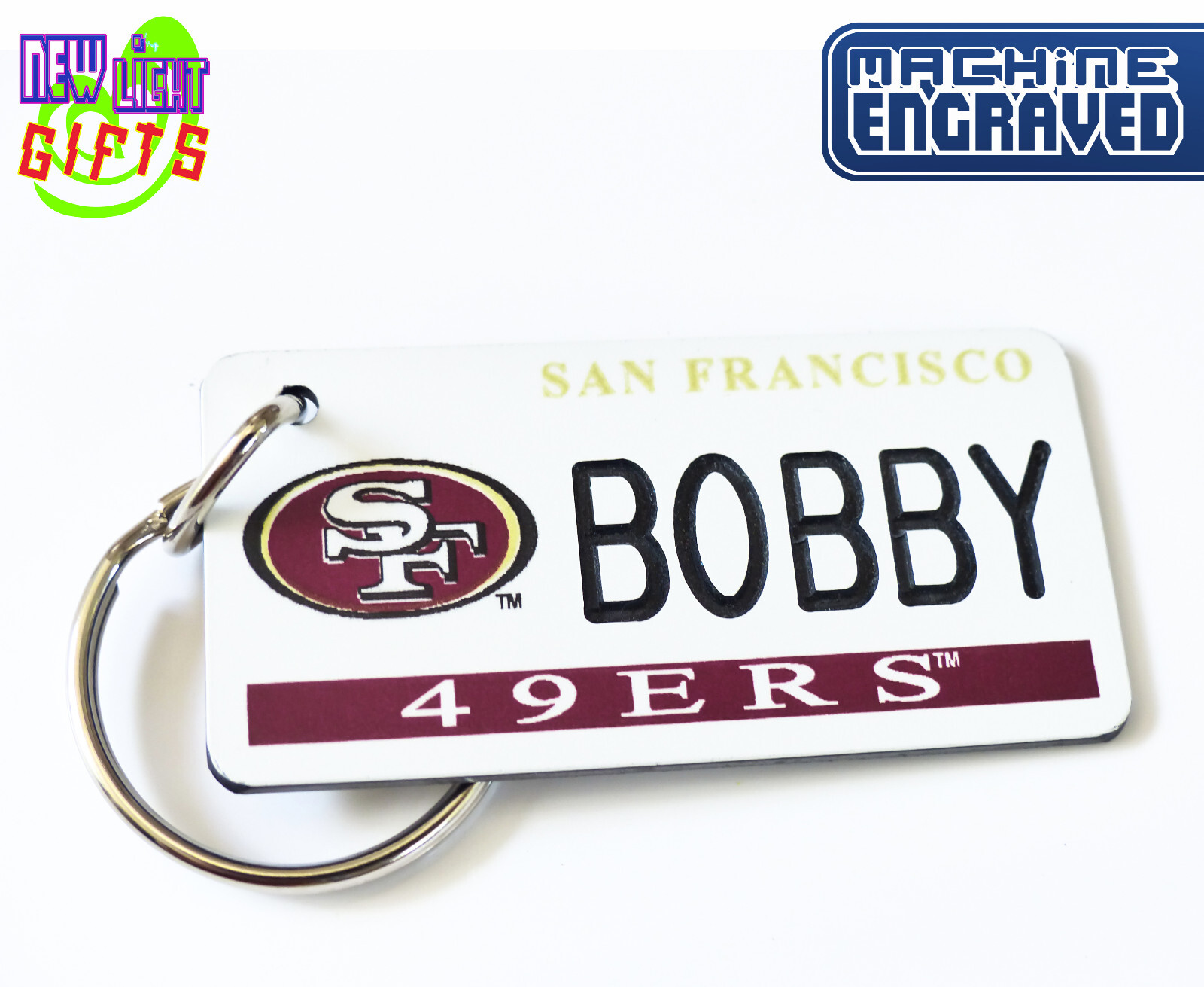 Personalized San Francisco 49ers Keychain - Engraved Key Tag - Football Bag Tag