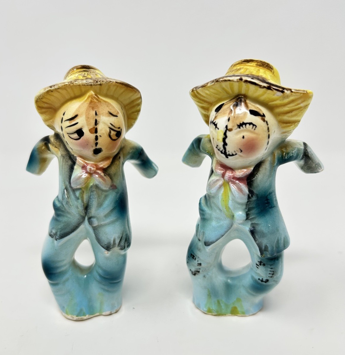 Vintage Japan Scarecrow Salt Pepper Shakers Holt Howard Style MCM Kitsch