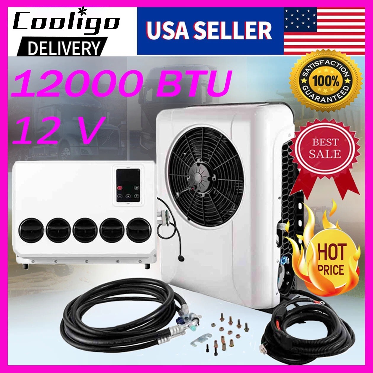 New 12V 12000 BTU Truck Cab Air Conditioner Split A/C for Semi Trucks RV Caravan New 12V 12000 BTU Truck Cab Air Conditioner Split A/C for Semi Trucks RV Caravan