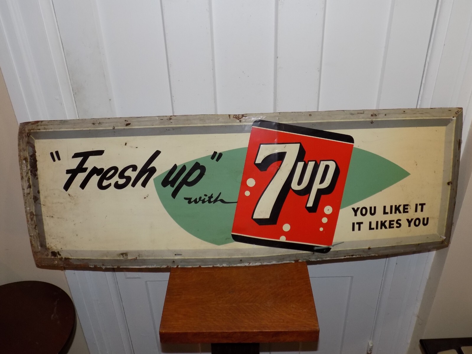 Vintage Fresh Up with 7Up Metal Embossed Sign Vintage Fresh Up with 7Up Metal Embossed Sign