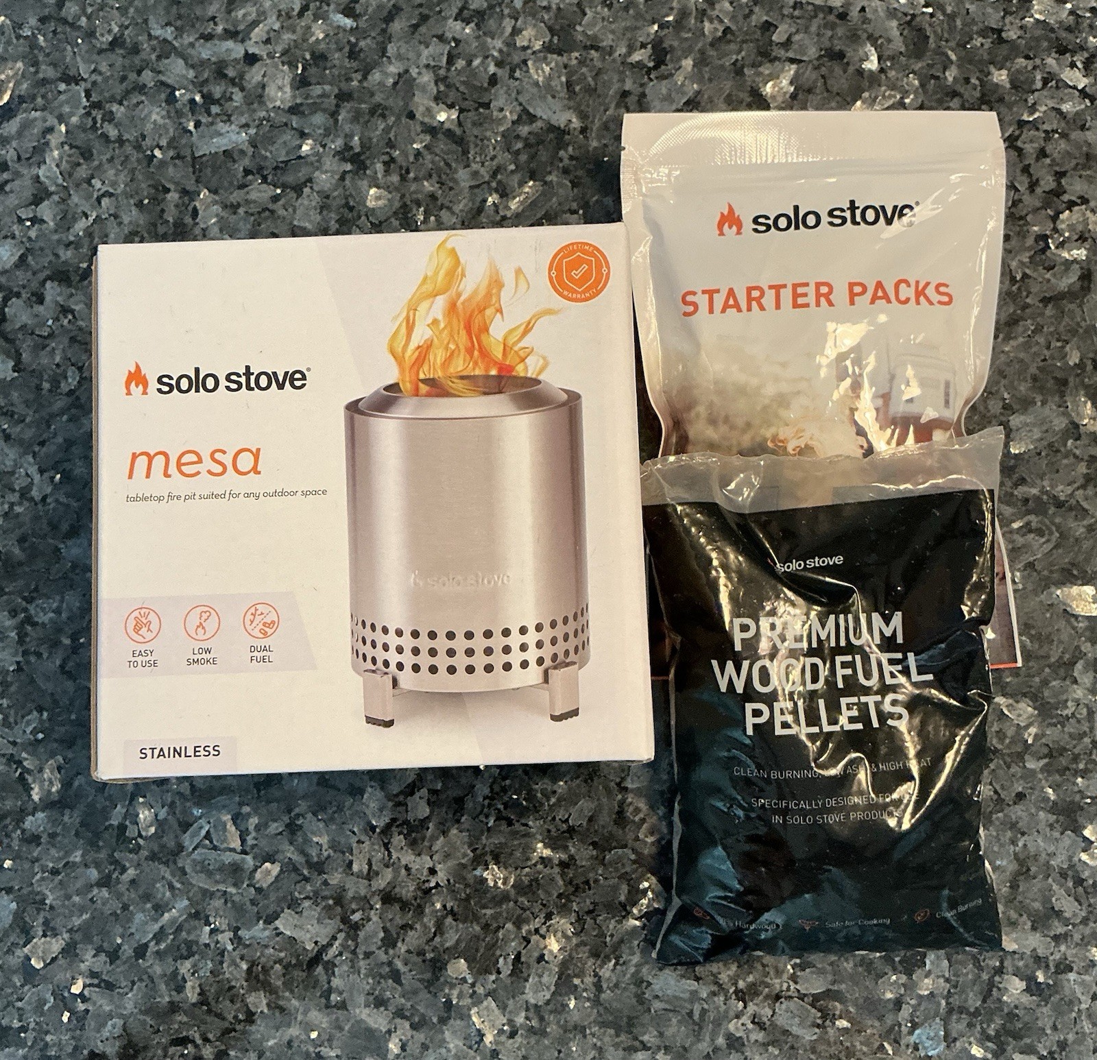 New Sealed Box SOLO STOVE MESA Stainless Tabletop Fire Pit Starter Packs Pellets New Sealed Box SOLO STOVE MESA Stainless Tabletop Fire Pit Starter Packs Pellets