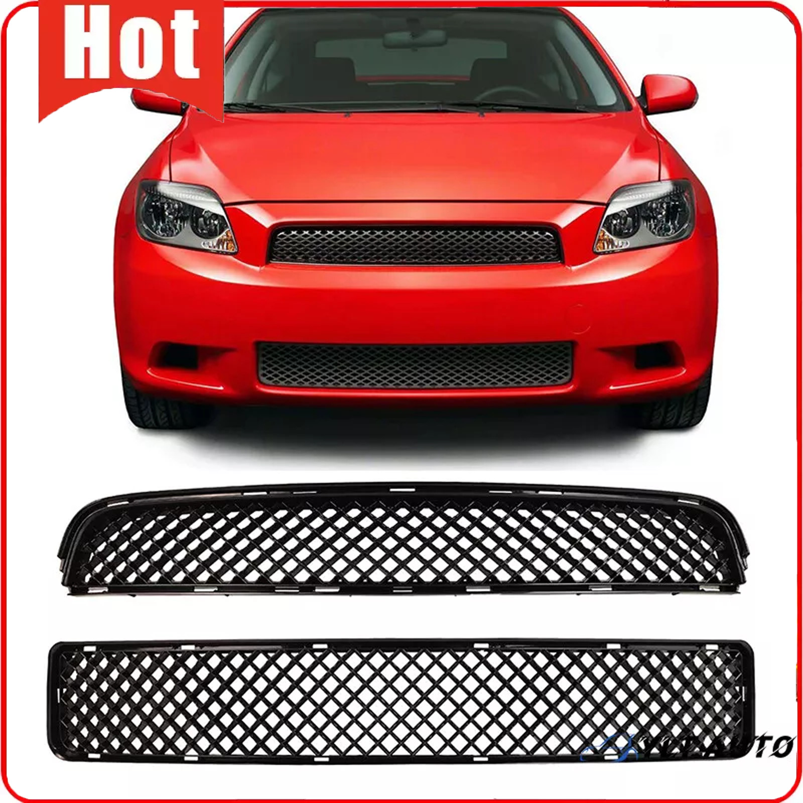 For 2005-2010 Scion tC Front Upper and Lower Hood Grille Mesh Grill JDM Style