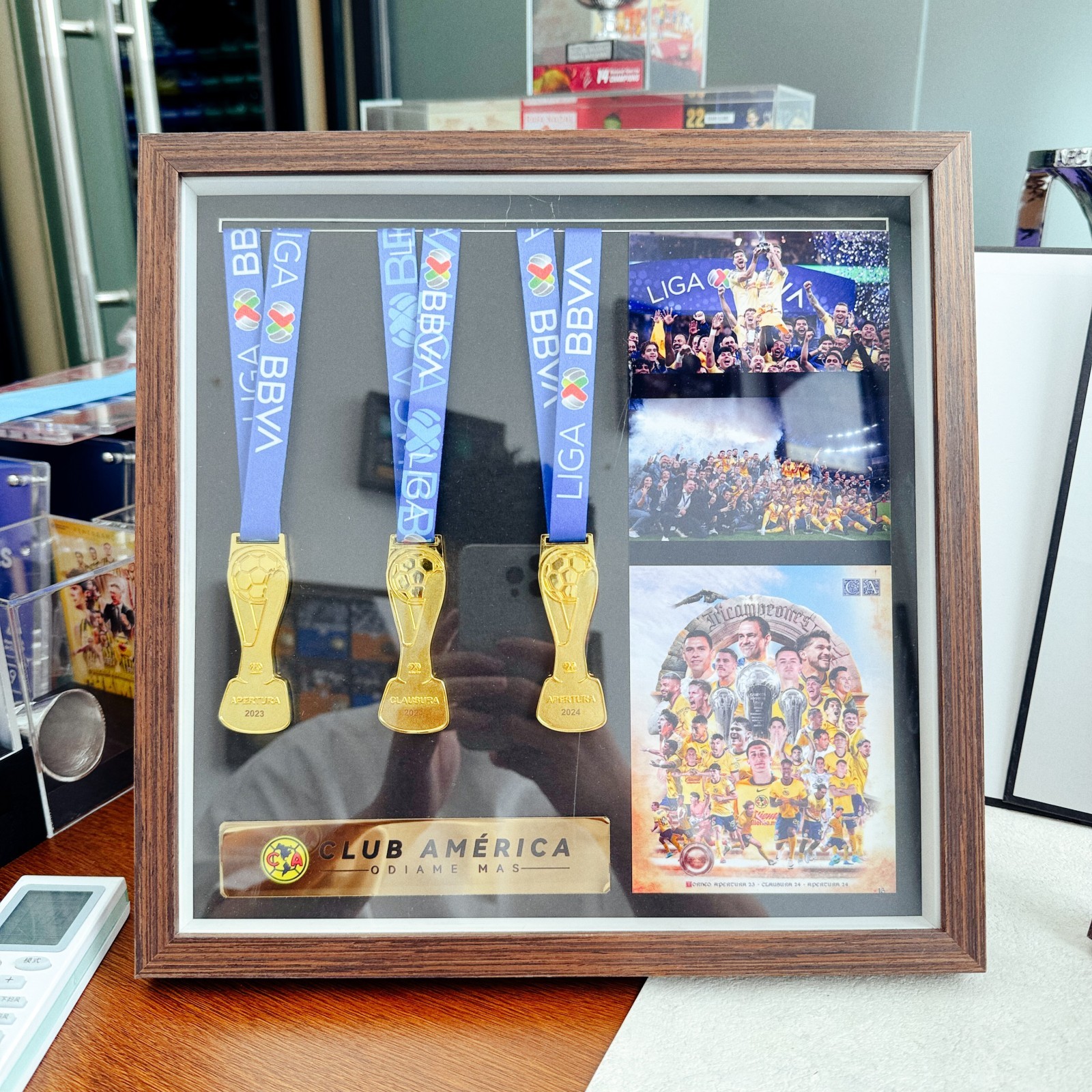 Club América Liga MX Champions Football 3 Gold Medal With Big Frame Club América Liga MX Champions Football 3 Gold Medal With Big Frame