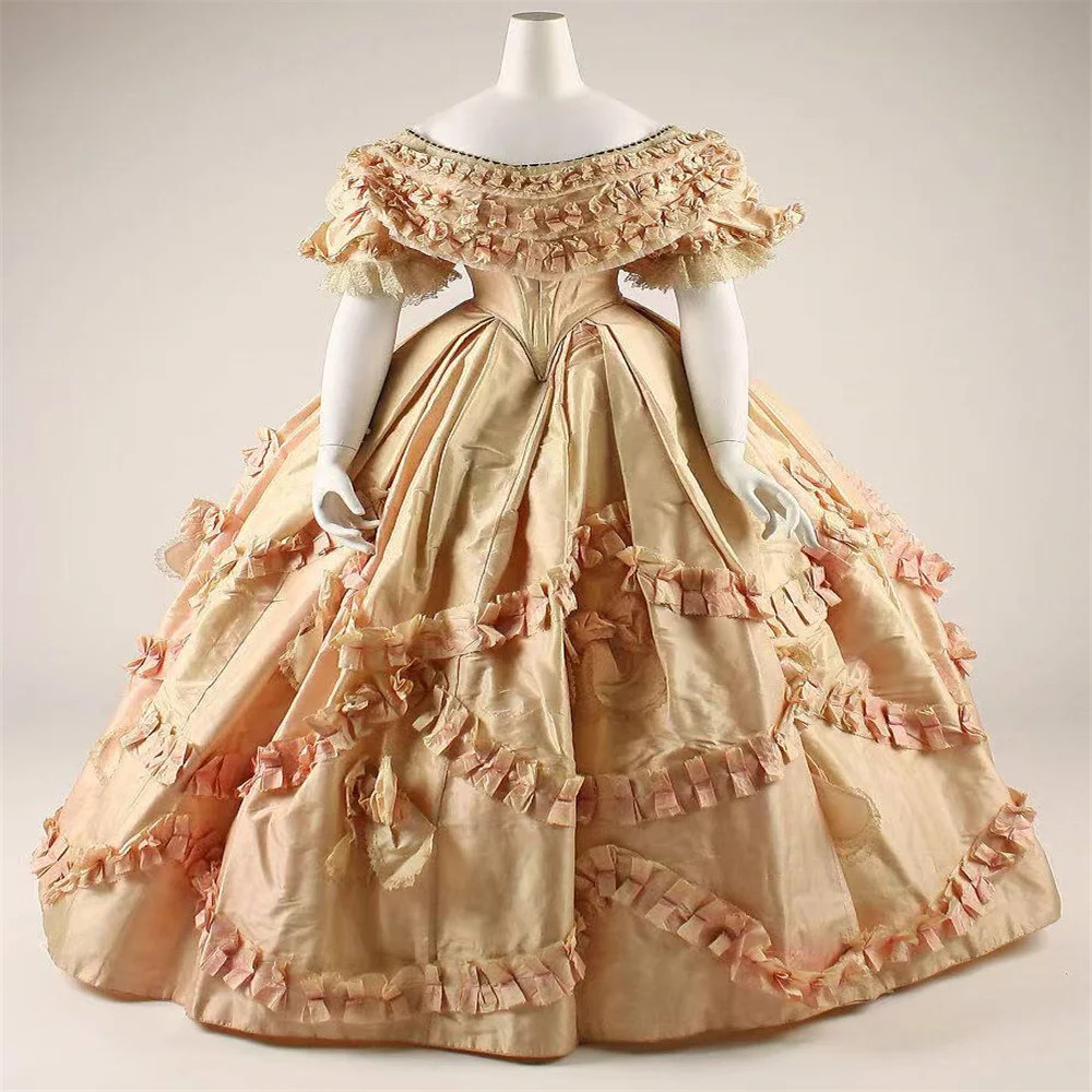 1885s  Historical Victorian  Vintage Bustle Ball Gown Civil War Princess Wedding