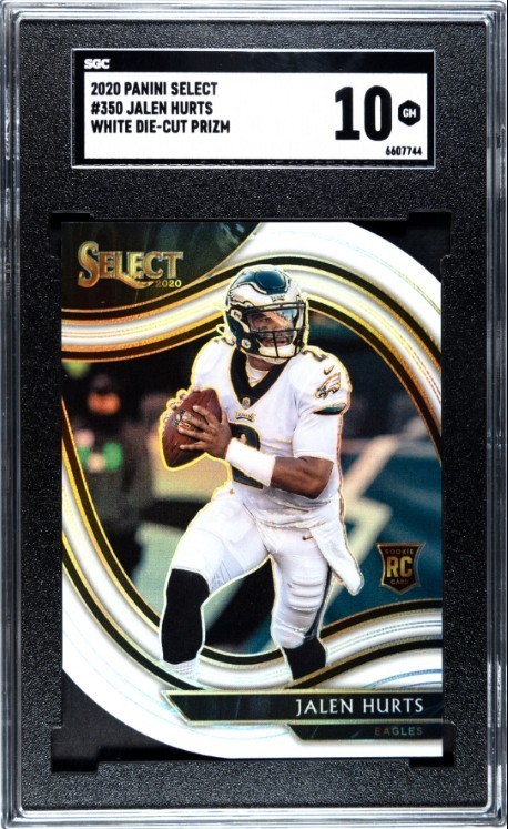 Panini 2020 Select Jalen Hurts #350 Field Level White Die-Cut Prizm RC SGC 10 Panini 2020 Select Jalen Hurts #350 Field Level White Die-Cut Prizm RC SGC 10