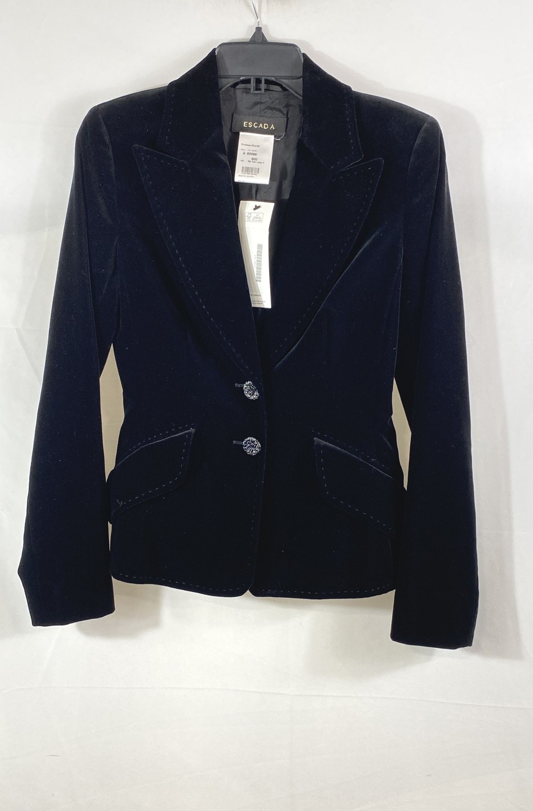 Escada Women\'s Black Velvet My Fair Lady II Blazer Jacket Sz 36