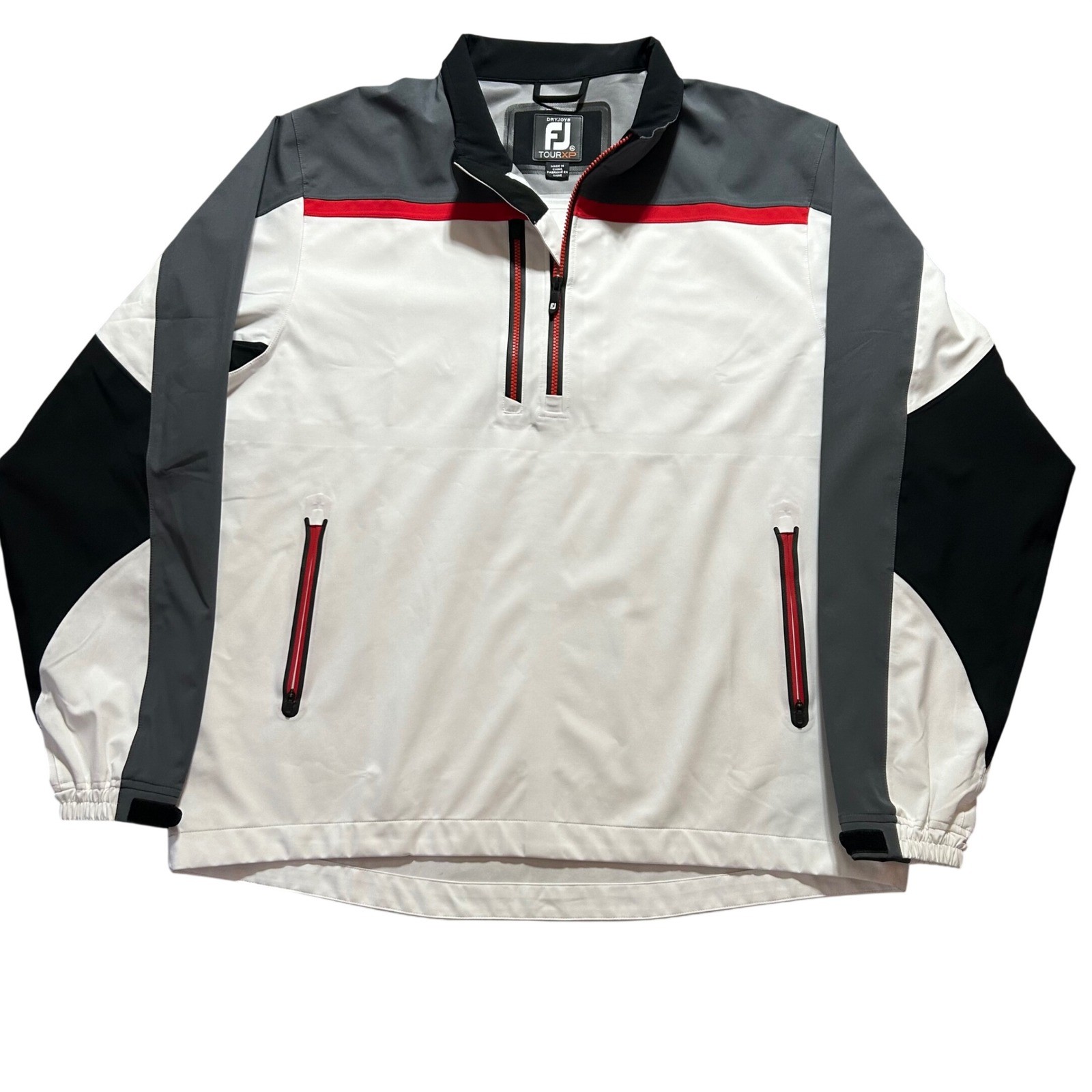FootJoy DryJoys Tour XP Pullover Mens 2XL White Grey 1/4 Zip Waterproof Jacket