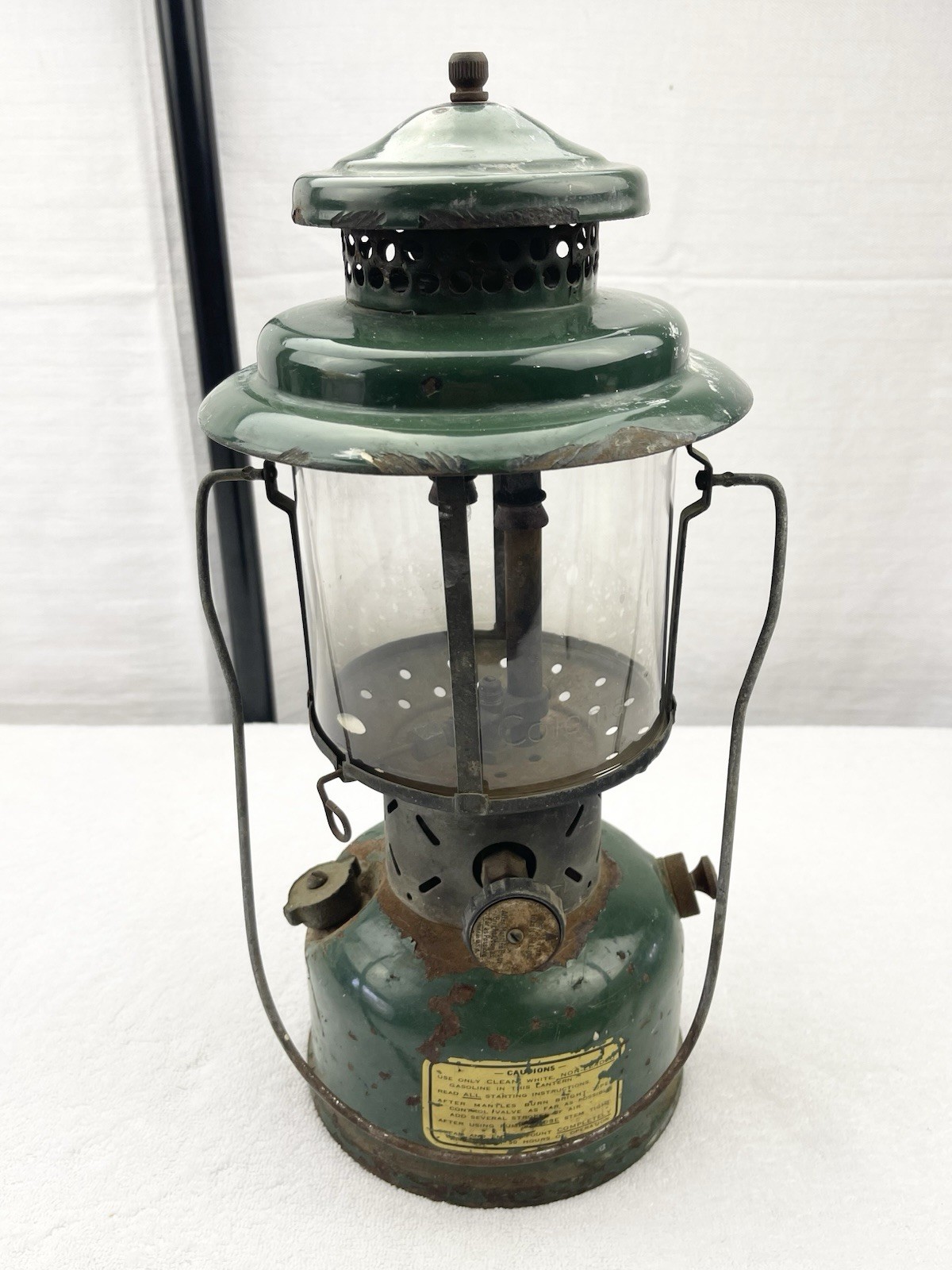 Vintage US Marked Coleman Lantern Original Pyrex Glass Military Forest Rough Vintage US Marked Coleman Lantern Original Pyrex Glass Military Forest Rough