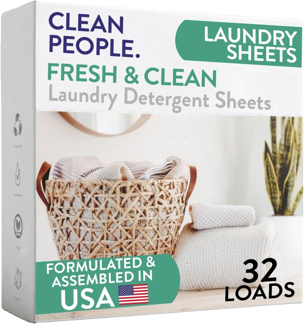 The Clean People Laundry Detergent Sheets - Laundry Soap - Ultra, 32 Pack The Clean People Laundry Detergent Sheets - Laundry Soap - Ultra, 32 Pack