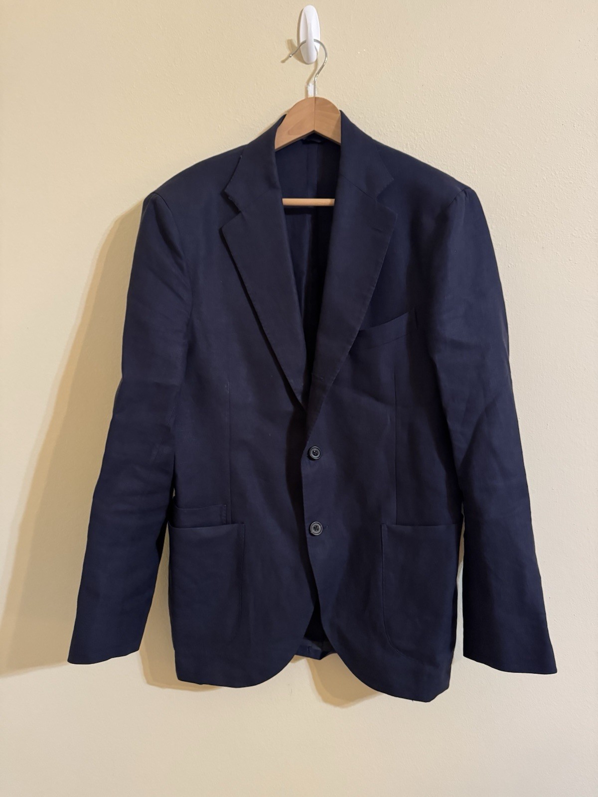 Drake’s London Linen Jacket Blazer Navy Blue 50 Drake’s London Linen Jacket Blazer Navy Blue 50