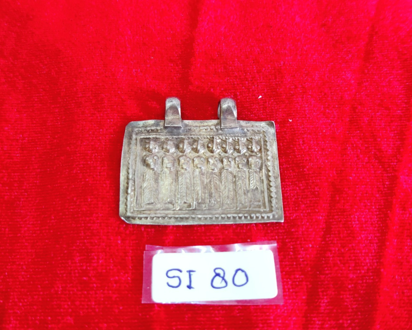 Antique Religious 7 Sister Goddess Silver Amulet Pendant Worship 5 Grams SI80