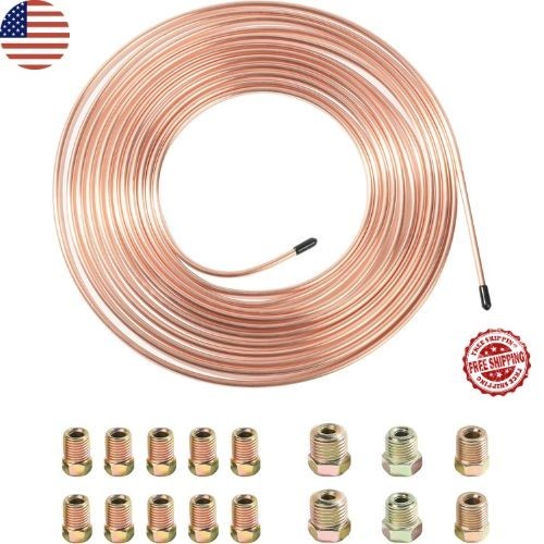 25 Ft. 3/16 OD Copper Nickel Brake Line Tubing Coil and Fitting Kit, 25 Ft of 3 25 Ft. 3/16 OD Copper Nickel Brake Line Tubing Coil and Fitting Kit, 25 Ft of 3