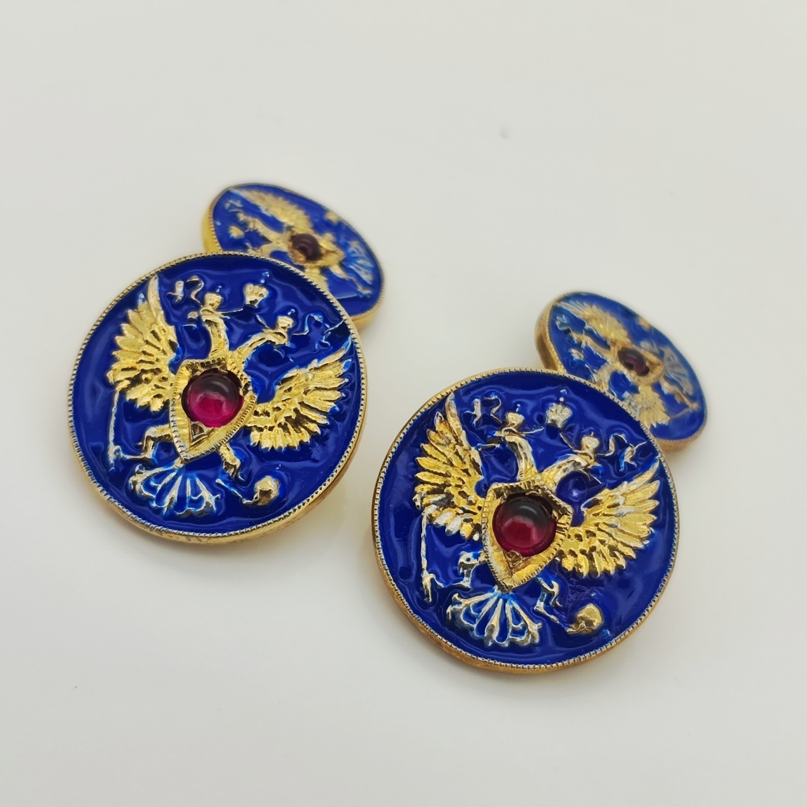 Vintage Imperial Faberge Era Gilded Silver Enamel Cufflinks Vintage Imperial Faberge Era Gilded Silver Enamel Cufflinks