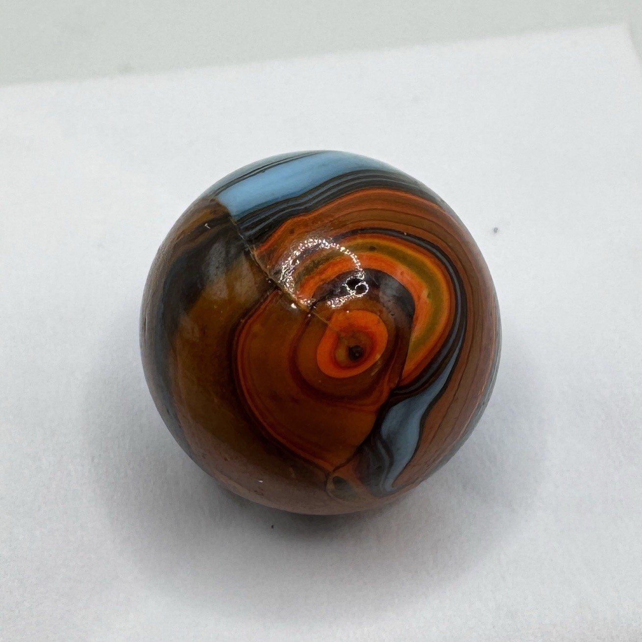 Christenson Agate (CAC) Striped Opaque Electric Orange, Blue, Black NM