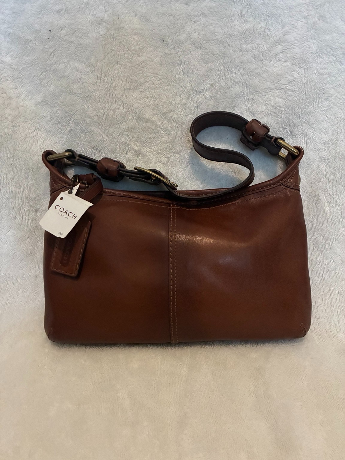 Coach 11415 Burnished Leather Brown Shoulder Bag w/ Dust Bag Hangtag