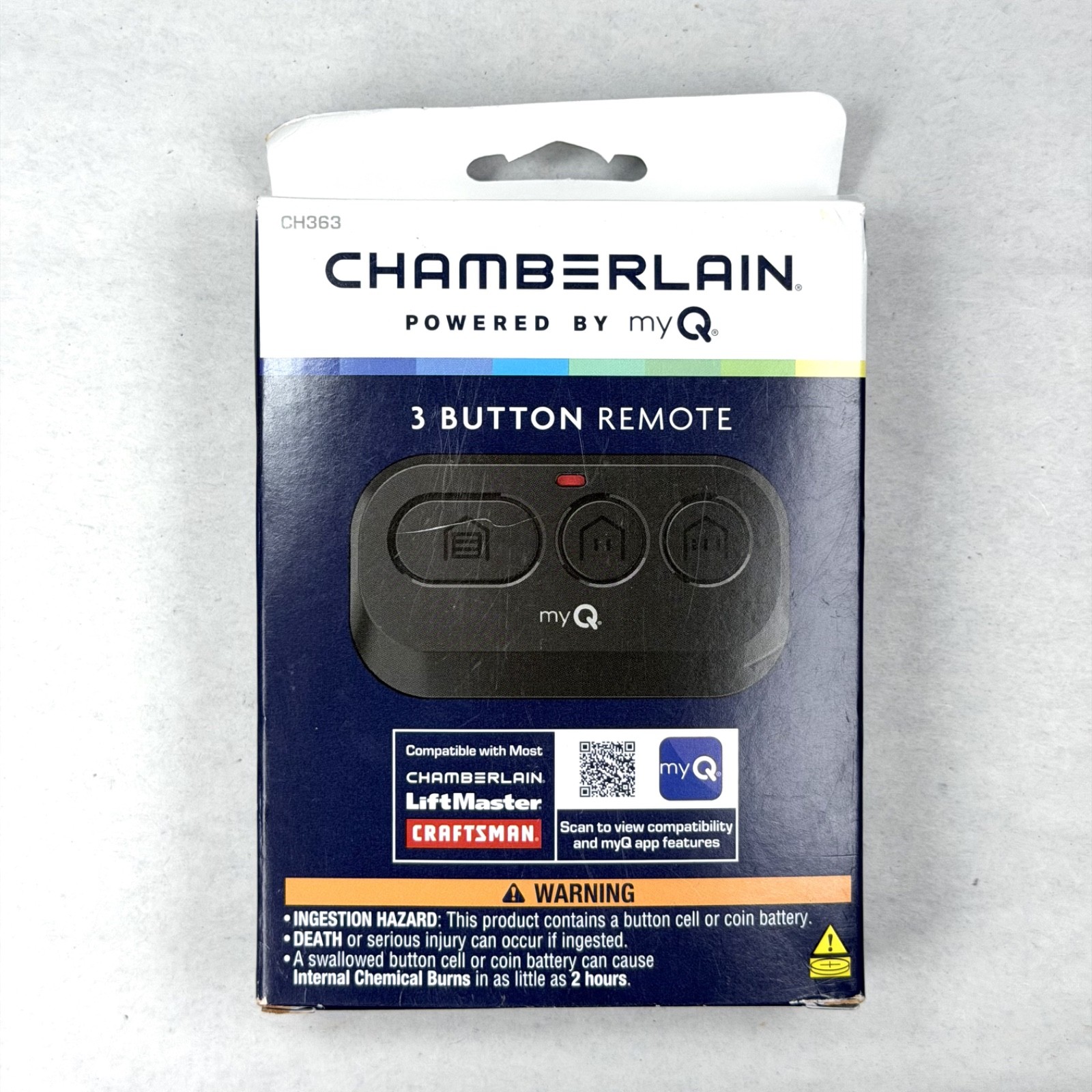 Chamberlain CH363 myQ 3-Button Garage Door Opener Remote / Genuine / New Chamberlain CH363 myQ 3-Button Garage Door Opener Remote / Genuine / New