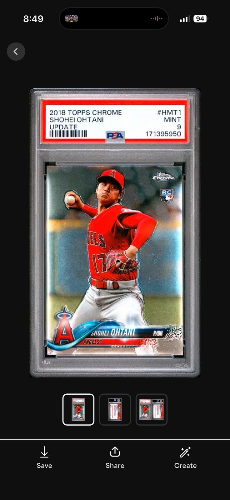 2018 Topps Chrome Update Shohei Ohtani RC Rookie #1 HMT1 PSA 9 MINT 2018 Topps Chrome Update Shohei Ohtani RC Rookie #1 HMT1 PSA 9 MINT