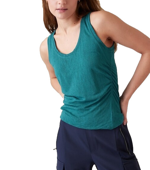 Athleta Women\'s Breezy Ruched Tank Top Sleeveless Size M Teal