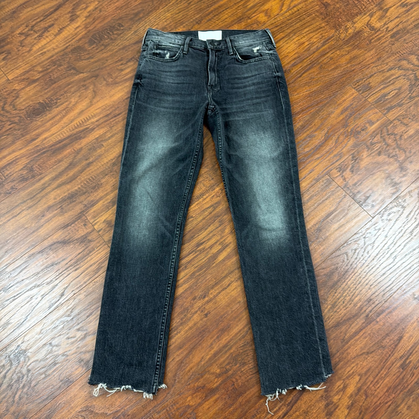 Mother Superior Jeans Womens 26 Black Flirt Chew Mid Cats and Kings Frayed 26x29