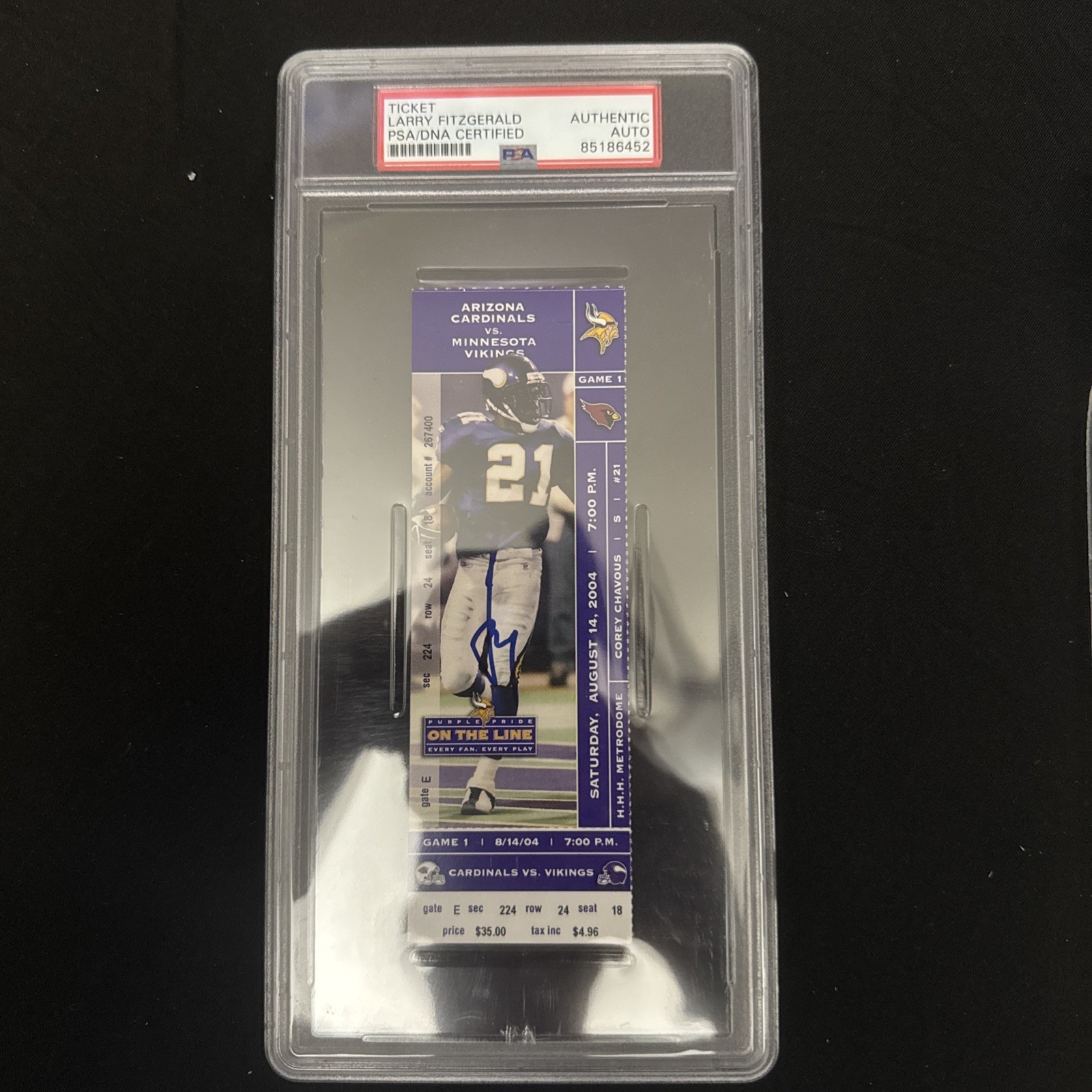 Larry Fitzgerald Signed Ultra Rare Pre Season Debut Full Ticket 8/14/04 PSA Larry Fitzgerald Signed Ultra Rare Pre Season Debut Full Ticket 8/14/04 PSA