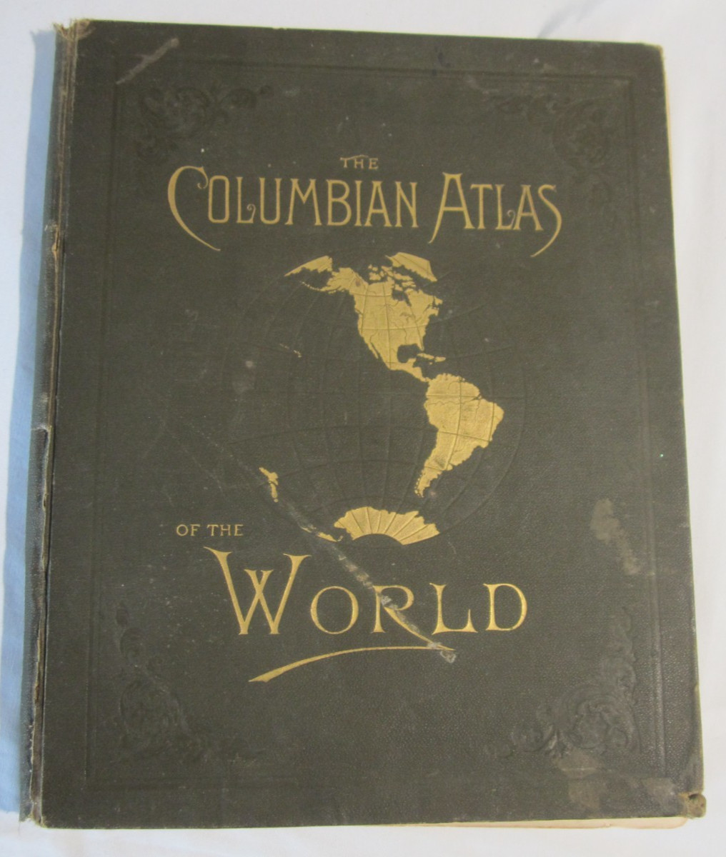 Antique 1898 Columbian Atlas of the World 159 Pgs States Cities ForeignCountries