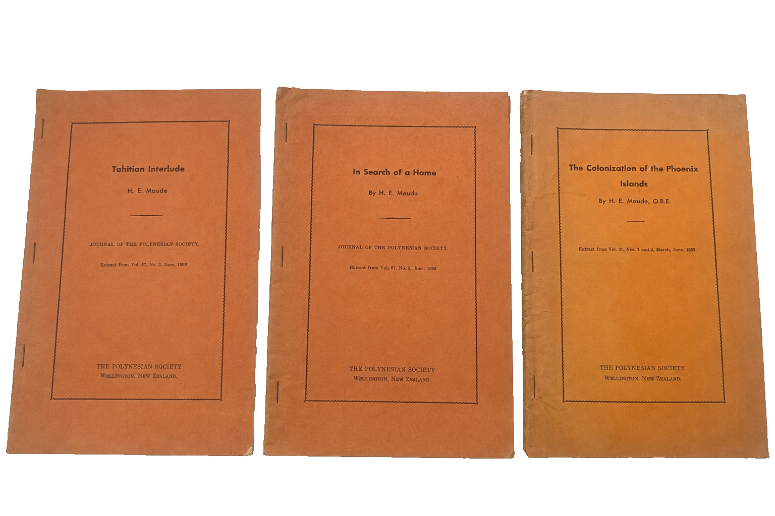 H.E. Maude 3 Rare Polynesia Oceania Historical Offprints 1952-59